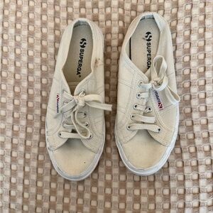 Superga Cream Canvas Low-Top Sneakers